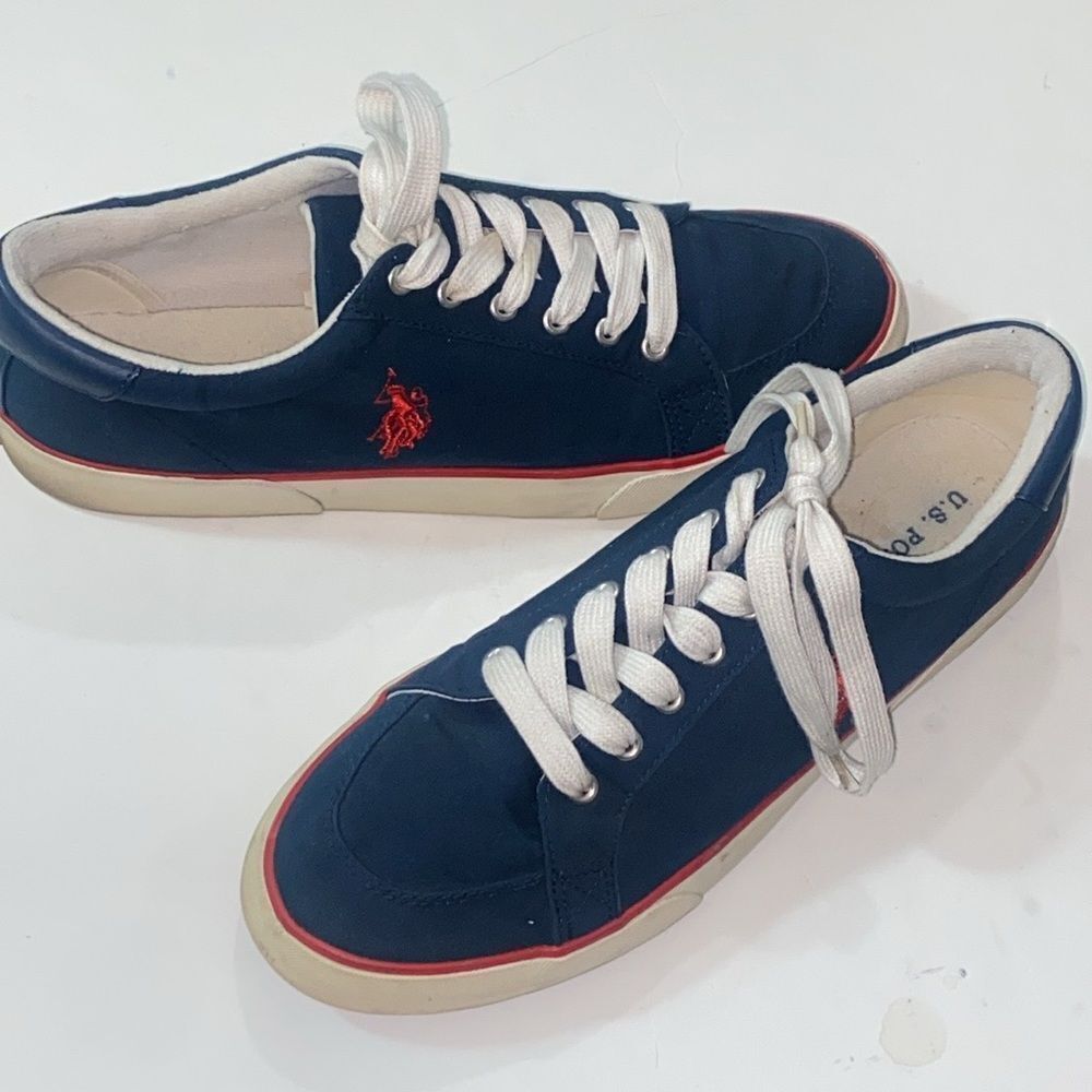 U.S. POLO NAVY BLUE CANVAS UPPER RETRO 80s 90s MEN SHOES SIZE 13 US